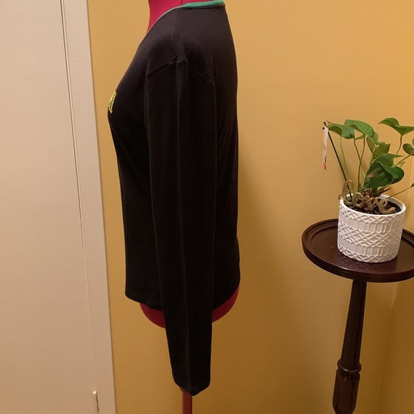 Puma Women's Black Long Sleeve Top with Green and Yellow Jamaica Accents - Picture 4 of 11